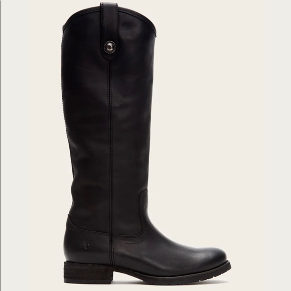 Frye Melissa Button knee high tall pull on black leather boots - size 8. - Picture 3 of 7